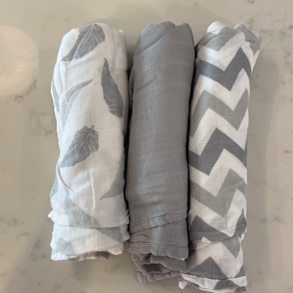COPY - 3 Baby Bamboo Baby Swaddles